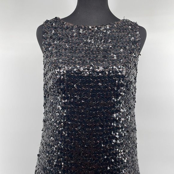 Marchesa Notte LBD Little Black Dress Sequins Mini Dress Party Standout Sz 2 - Picture 8 of 16